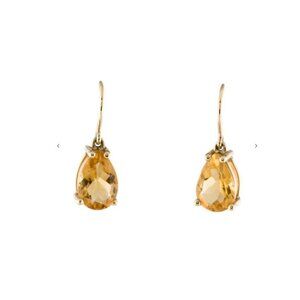 Gump's Signed 14K 4.70ctw Citrine Drop Earrings Yellow Gold Featuring Pear Cut